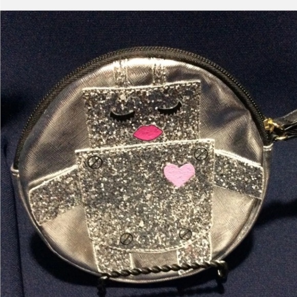 Betsy Johnson Luv Betsy Silver Glitter Robot wristlet - Picture 2 of 3